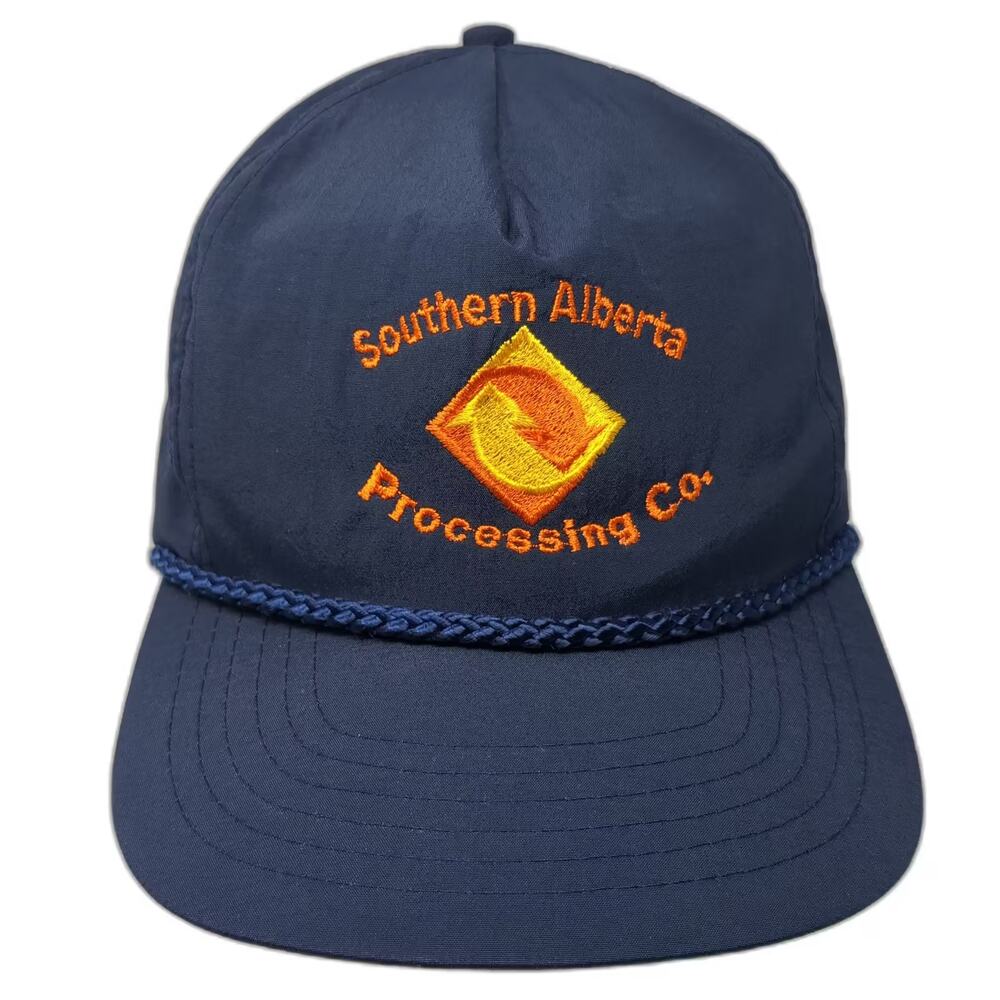 AJM Headwear 5 Panel Blue Orange Hat OS Southern Alberta Processing Co Snapback